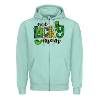 Seafoam One lucky mom St. Patrick's Zipper Hoodie - OliviaCreatesArt
