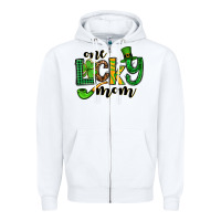 White One lucky mom St. Patrick's Zipper Hoodie - OliviaCreatesArt