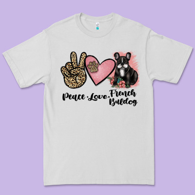 Peace Love French Bulldog Premium Tee Designed By Jahusdesignshop