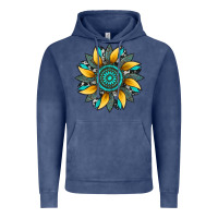 Vintage Denim sunflower gemstone leopard Vintage Hoodie - Artiststas