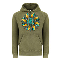 Vintage Olive sunflower gemstone leopard Vintage Hoodie - Artiststas