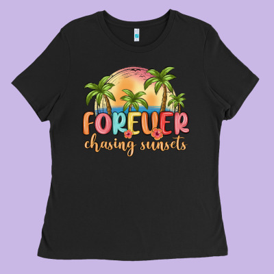 Forever Chasing Sunsets Ladies Tee Designed By Maliassmallbusiness
