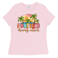 Bubblegum Pink forever chasing sunsets Ladies Tee - MaliasSmallBusiness