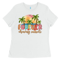 White forever chasing sunsets Ladies Tee - MaliasSmallBusiness