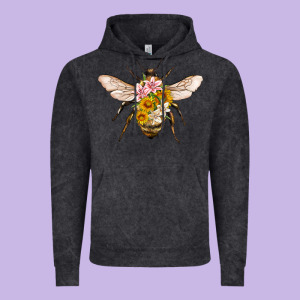 Bee With Flowers Vintage Hoodie Designed By Artiststas