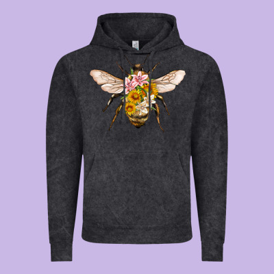 Bee With Flowers Vintage Hoodie Designed By Artiststas