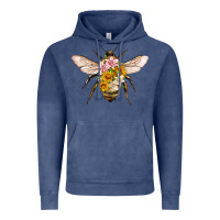 Vintage Denim bee with flowers Vintage Hoodie - Artiststas