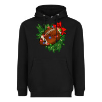 Black american football christmas with lights and ribbon Heavyweight Hoodie - FaDigitalArtStudio
