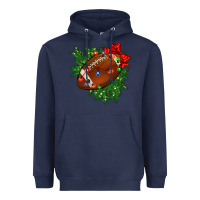 Navy american football christmas with lights and ribbon Heavyweight Hoodie - FaDigitalArtStudio