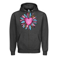 Charcoal Heather valentine's day sunflower olivia Zipper Hoodie - OliviaCreatesArt