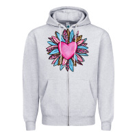 Heather Grey valentine's day sunflower olivia Zipper Hoodie - OliviaCreatesArt