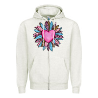 Oatmeal Heather valentine's day sunflower olivia Zipper Hoodie - OliviaCreatesArt