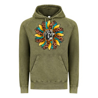 Vintage Olive sunflower cowhide leopard Vintage Hoodie - Artiststas