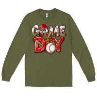 Army Green Game day Baseball Long Sleeve Tee - NancyCooperArtShop
