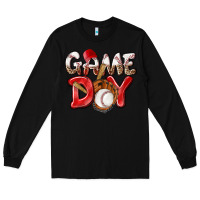 Black Game day Baseball Long Sleeve Tee - NancyCooperArtShop