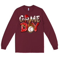 Burgundy Game day Baseball Long Sleeve Tee - NancyCooperArtShop
