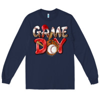 Navy Game day Baseball Long Sleeve Tee - NancyCooperArtShop