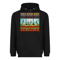 Black teepe tent dreamcatcher totem pole seamless patter Heavyweight Hoodie - FaDigitalArtStudio