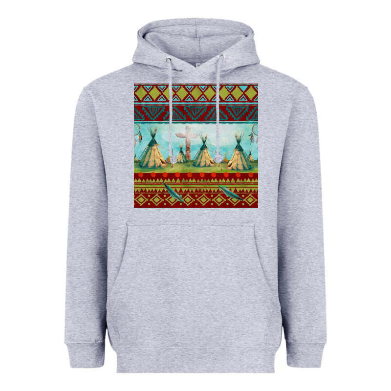 Teepe Tent Dreamcatcher Totem Pole Seamless Patter Heavyweight Hoodie by FaDigitalArtStudio | Teevron