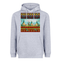 Heather Grey teepe tent dreamcatcher totem pole seamless patter Heavyweight Hoodie - FaDigitalArtStudio