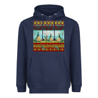 Navy teepe tent dreamcatcher totem pole seamless patter Heavyweight Hoodie - FaDigitalArtStudio