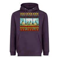 Plum teepe tent dreamcatcher totem pole seamless patter Heavyweight Hoodie - FaDigitalArtStudio