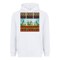 White teepe tent dreamcatcher totem pole seamless patter Heavyweight Hoodie - FaDigitalArtStudio