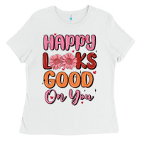 White happy looks good on you Ladies Tee - MaliasSmallBusiness