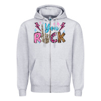 Heather Grey you rock valentine's day olivia Zipper Hoodie - OliviaCreatesArt