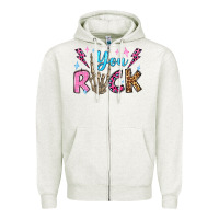 Oatmeal Heather you rock valentine's day olivia Zipper Hoodie - OliviaCreatesArt