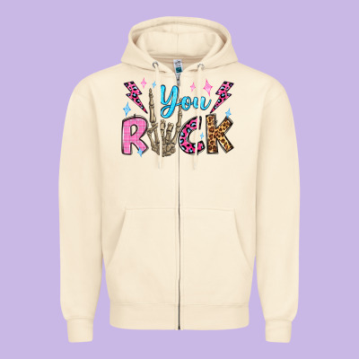 You Rock Valentine's Day Olivia Zipper Hoodie Designed By Oliviacreatesart