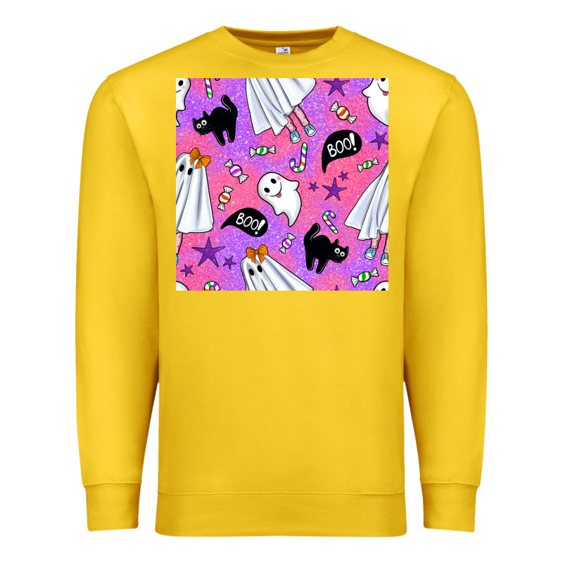 Cute Ghost Halloween Seamless Pattern Premium Sweatshirt by BundleAndBundleShop | Teevron