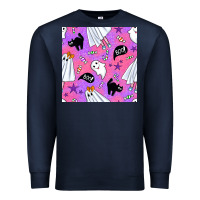 Navy cute ghost halloween seamless pattern Premium Sweatshirt - BundleAndBundleShop