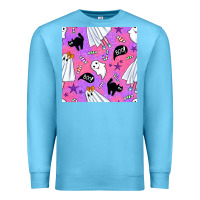Ocean Blue cute ghost halloween seamless pattern Premium Sweatshirt - BundleAndBundleShop