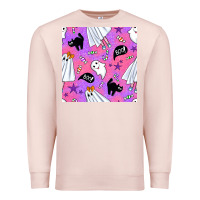 Pale Pink cute ghost halloween seamless pattern Premium Sweatshirt - BundleAndBundleShop