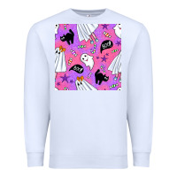White cute ghost halloween seamless pattern Premium Sweatshirt - BundleAndBundleShop