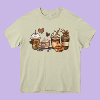 Melanin Afro Coffee Cups Heavy Core Tee Designed By Maliassmallbusiness