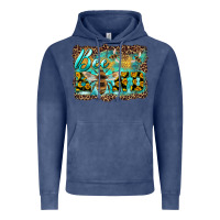 Vintage Denim bee kind with sunflower and leopard background Vintage Hoodie - Artiststas