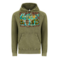 Vintage Olive bee kind with sunflower and leopard background Vintage Hoodie - Artiststas