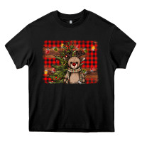 Black reindeer trees background Heavy Core Tee - AdoDesignShop