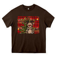 Chocolate Brown reindeer trees background Heavy Core Tee - AdoDesignShop