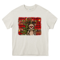 Cream reindeer trees background Heavy Core Tee - AdoDesignShop
