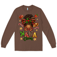 Chestnut Nana Claus Afro Messy Bun Long Sleeve Tee - texasbilliewilder