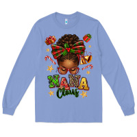 Colony Blue Nana Claus Afro Messy Bun Long Sleeve Tee - texasbilliewilder