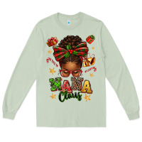 Matcha Nana Claus Afro Messy Bun Long Sleeve Tee - texasbilliewilder