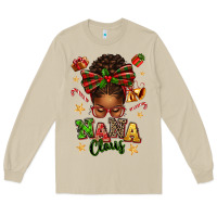 Mushroom Nana Claus Afro Messy Bun Long Sleeve Tee - texasbilliewilder