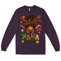 Plum Nana Claus Afro Messy Bun Long Sleeve Tee - texasbilliewilder