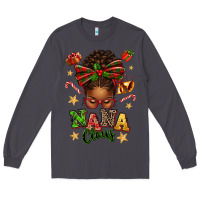 Smoke Nana Claus Afro Messy Bun Long Sleeve Tee - texasbilliewilder