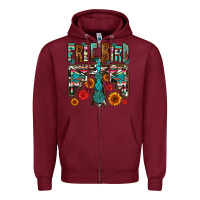Burgundy western free bird Zipper Hoodie - OliviaCreatesArt