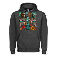 Charcoal Heather western free bird Zipper Hoodie - OliviaCreatesArt